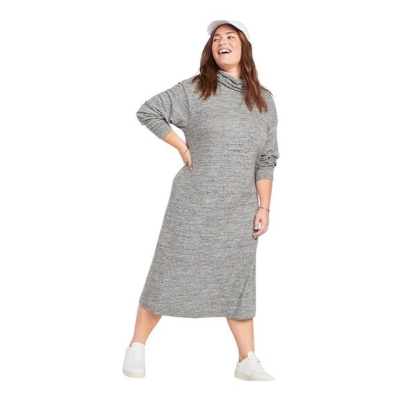 Old Navy Plus Size Long-Sleeve Turtleneck Midi Sweater Dress Heather Gray 2X - Picture 1 of 7